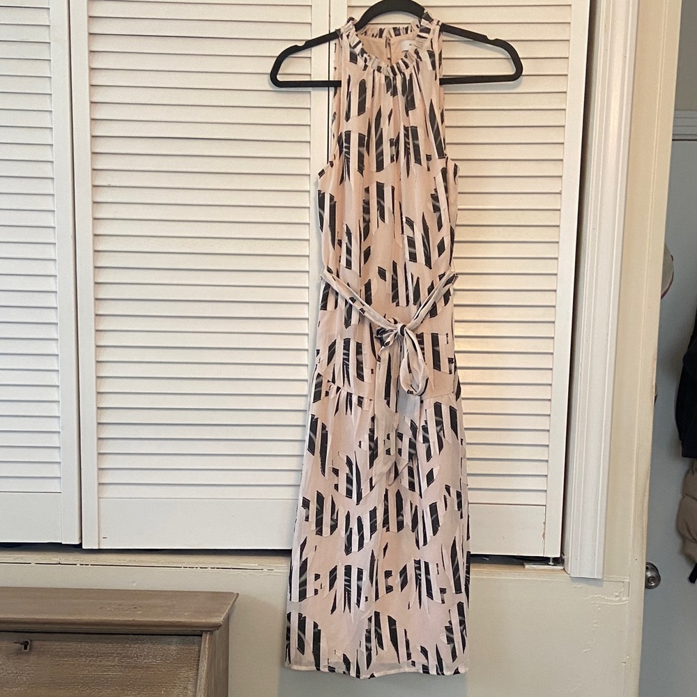 ALI & JAY Cream and Black Textured Patterned Midi‎ Dress. Size S/M